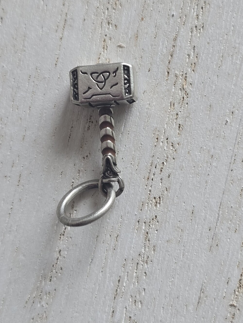 Sterling Silver Hammer Keyring Charm in Silver Thor Hammer